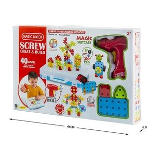 STEM Toys Magic Suitcase Screw Create & Build Building Blocks With Drill